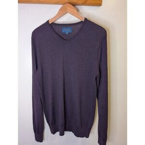 Fairlane 100% Merino Wool Purple V-Neck Pullover Sweater Men's Medium